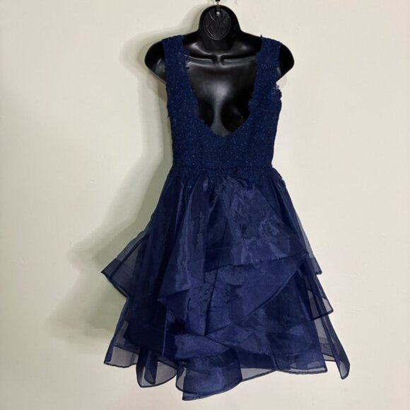 ED Young Navy High-Low Cocktail Dress - Size: Small – NWOT - Picture 5 of 11